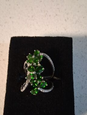 Sterling & Chrome diopside ring
